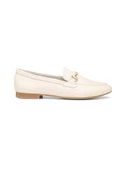 Women's cream leather moccasins with buckle BUTYD-0916A-0B(W26)