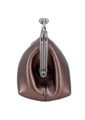 Brown leather women's coin purse PORES-1031-1G(Z26), side view of the product on a white background.