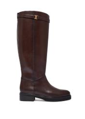 Dark brown leather women's boots BUTYD-1285-1I(Z26), side view of the product on a white background.