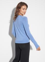 Blue women's cardigan with buttons KARDT-0033-61(W23)-03