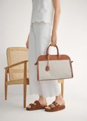 Women's suede platform flip-flops BUTYD-1241-1D(W26), side view of the product on the model's feet.