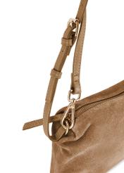 Beige suede women's handbag TORES-1249-1B(W26) - close-up detail, on white background.
