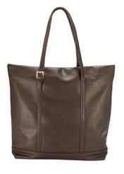 Large brown women's shopper handbag TOREC-1067-89(Z25), product view from the back on a white background.