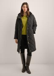 Women's black quilted jacket KURDT-0667-99(Z26), front view of the product on a model. Full body visible.