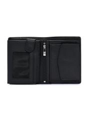 Black men's leather wallet PORMS-0632A-9I(W26), product view inside on white background.