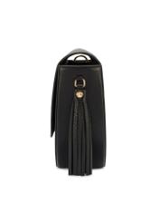 Women's black leather messenger bag TORES-1283-9I(W26) - side view of the product, on a white background.