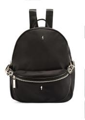 Black medium women's backpack with waist bag TOREN-0327-99(Z25), product view from the front on a white background.