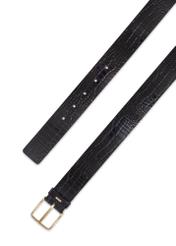 Black croco women's leather belt PASDS-0357-9G(Z26) - close-up detail, on white background.