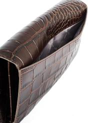 Brown women's croco wallet PORES-0954-89(W25) - close-up of detail on white background.