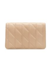 Small quilted women's handbag in beige color TOREC-1150-1D(W26), product view from the back on a white background.