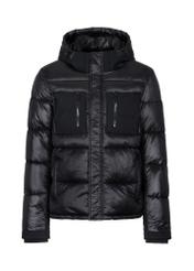 Men's black quilted jacket with hood KURMT-0315-99(Z23)-03