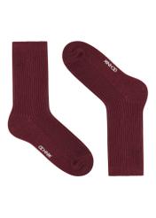 Burgundy shiny women's socks SKADT-0074-49(Z25), product view without packaging on white background.