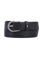 Black leather women's belt PASDS-0345-99(Z26), front product view on white background.