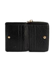 Small women's wallet black leather PORES-0815A-99(Z25), product view from the inside on a white background.