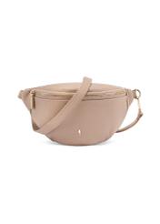 Women's pink leather waist bag TORES-0894E-5D(W26), front product view on white background.