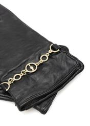 Women's leather gloves with chain REKDS-0101-99(Z25), close-up of the product detail, view on a white background.