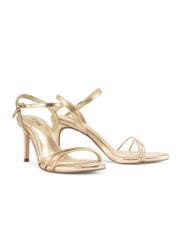 Women's gold high heel sandals BUTYD-1233-2X(W26), diagonal product view on a white background.