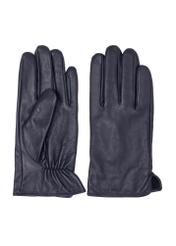 Men's navy blue leather gloves REKMS-0009A-69(Z25), front product view on white background.