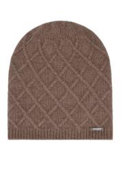 Women's cashmere hat in dark beige CZADT-0231-1K(Z26), front product view on a white background.