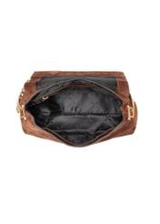 Cognac suede small women's handbag TORES-1170-1F(W26), product view inside on white background.