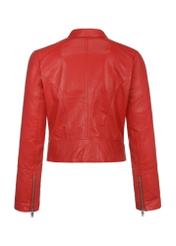 Red leather jacket for women KURDS-0305-1291(W23)-03