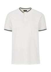 Cream polo shirt with stand-up collar POLMT-0066-12(W24)-03