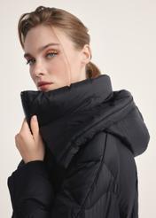 Black women's winter jacket KURDT-0604-99(Z25) - close-up of detail on model against white background.