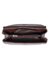 Classic brown leather women's handbag TORES-1371-1H(Z26). Top view on a white background.