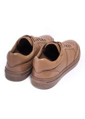 Women's leather sneakers in cool beige color BUTYD-1294-1K(Z26), product view from the back on a white background.
