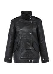 Black oversized women's leather jacket KURDS-0489-1313(Z24)-05