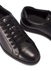 Black men's leather shoes BUTYM-0513-99(Z25) - close-up of the product from above on a white background.