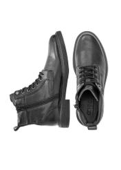 Black men's leather ankle boots BUTYM-0516-99(Z25), top view of the product on a white background.