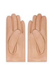 Beige women's leather gloves REKDS-0113-1B(Z26), product view from the back on a white background.