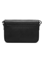 Women's black leather messenger bag TORES-1245-99(W26) - back view of the product on a white background.