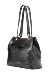 Large black croco women's handbag TOREC-1056-97(Z25), diagonal view of the product on a white background.
