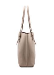 Beige large shopper bag TOREC-1088-81(Z25), product view from the side on a white background.