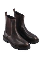 Women's brown leather Chelsea boots BUTYD-1287-1H(Z26), diagonal product view on a white background.