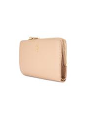 Beige women's leather wallet PORES-0977R-1B(W26), diagonal product view on a white background.