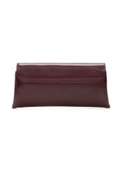 Burgundy small leather clutch bag TORES-1188-49(Z25), product view from the back on a white background.