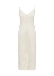 Beige linen midi dress SUKDT-0235-81(W25)