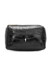 Black croco leather cosmetic bag TORES-1235-9G(W26), front product view on white background.