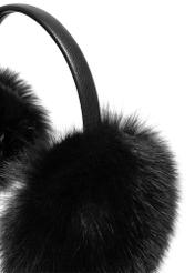 Black natural fur earmuffs NAUDF-0006-99(Z25), close-up of the product detail on a white background.