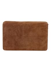 Cognac-colored suede women's handbag TORES-1356-1F(Z26), back view of the product on a white background.