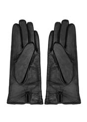Black women's leather gloves REKDS-0024-99(Z26) - product view from above, on a white background.