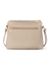 Beige leather women's shoulder bag TORES-0983E-1B(W26), product view from the back on a white background.