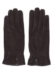 Women's brown suede gloves REKDS-0108-1I(Z26) - product view from above, on a white background.