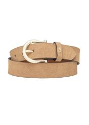 Beige women's leather belt PASDS-0274-1B(W26) - front product view, on white background.