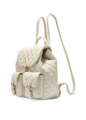 Cream quilted women's backpack TOREC-1195-0A(W26) - diagonal product view, on a white background.