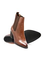 Women's leather Chelsea boots with a block heel BUTYD-1184-1F(Z26), diagonal product view on a white background.