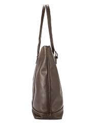 Large brown women's shopper handbag TOREC-1067-89(Z25), product view from the side on a white background.